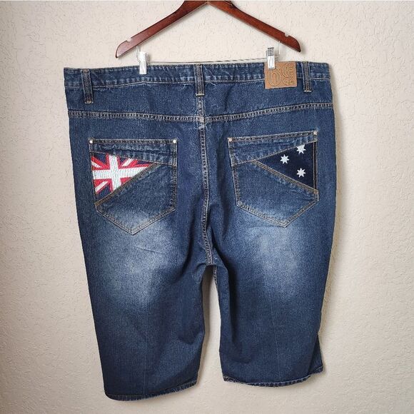 COOGI Flag Star Embroidered Red White Blue Big & Tall Denim Jean Shorts Size 50 - Picture 2 of 7